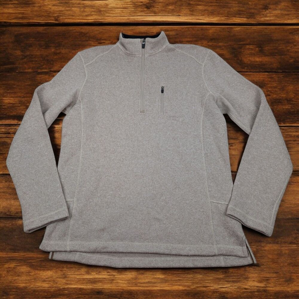 Woolrich Sweater Adult Medium Cream Tan Casual‎ Zip Outdoor Sweatshirt Mens